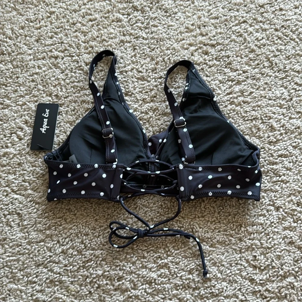 022 NWT Aqua Eve Women High‎ Waisted Twist Front Lace Up Back Bikini - Size: S